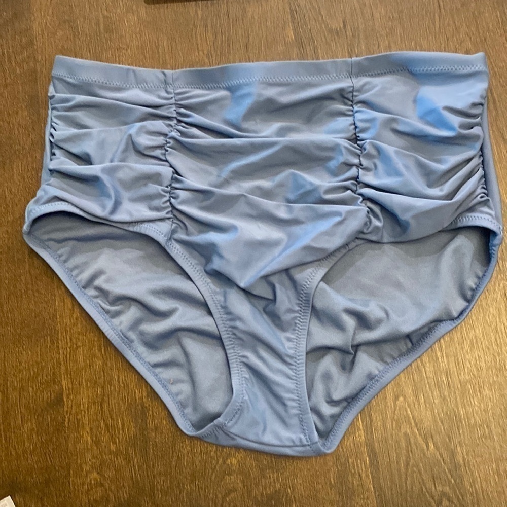 Raisins Curve high waisted ruched blue‎ swim bottom size 20W NWT